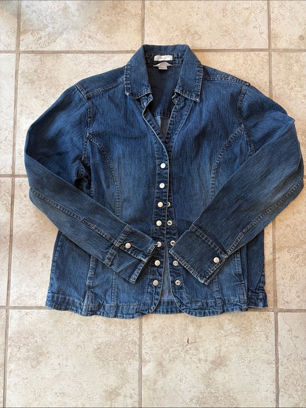 Christopher & Banks Dark Blue Jean Jacket with Snap Buttons